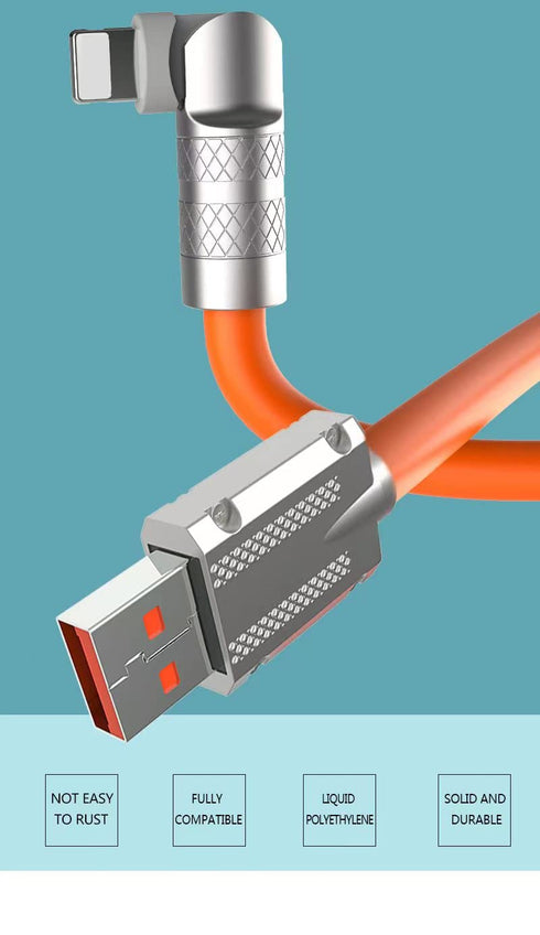 180° Rotating iPhone Charger?Compatible with iPhone Data Cable? Fast Charging, Heavy Duty Unbreakable Silicone?Compatible iPhone 14/13/12/11 Pro/1...